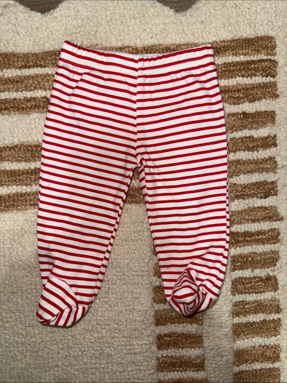 NWOT chick pea Red & White Striped Baby Footed Pants 3-6M